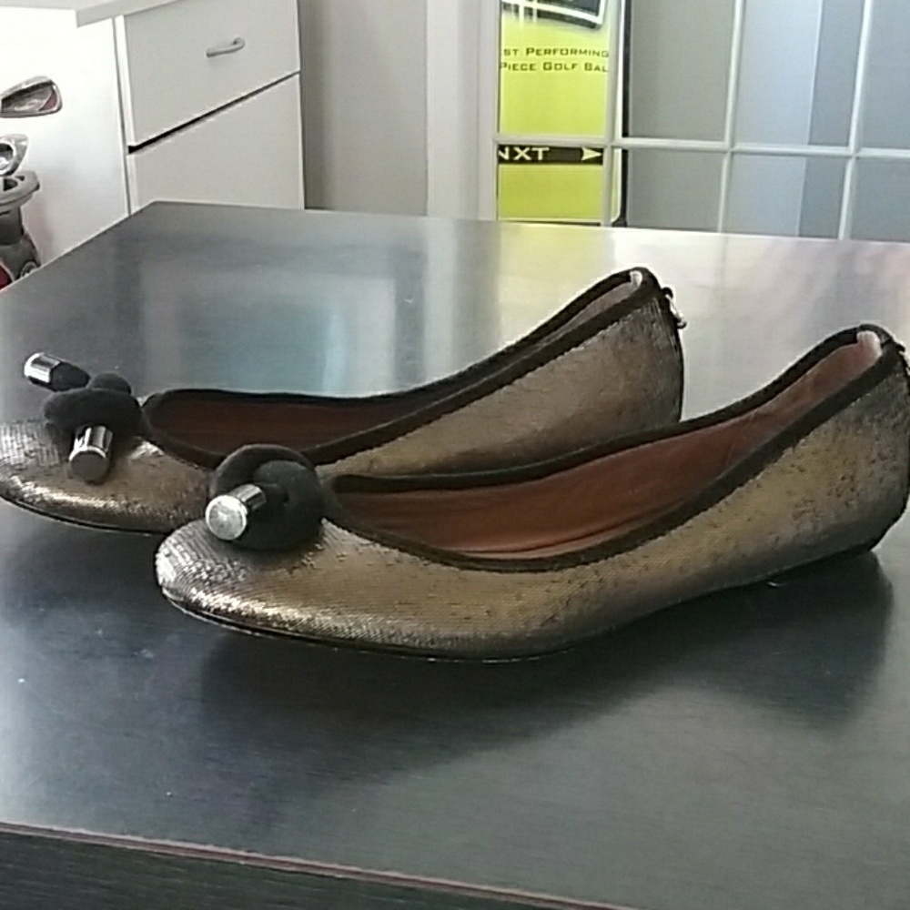 Ballet flats Bronze color, black trim.